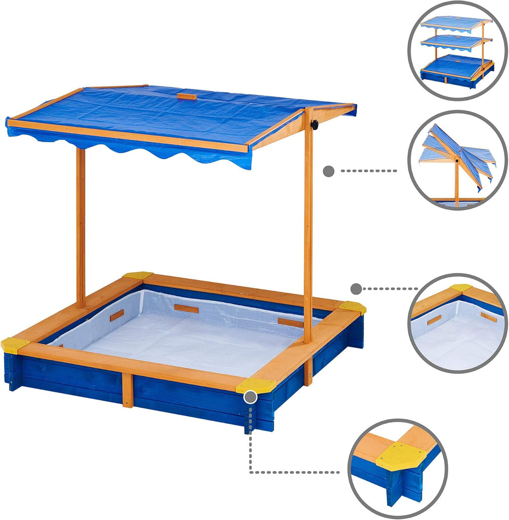 Wooden Outdoor Kids Sandbox with Canopy A877459