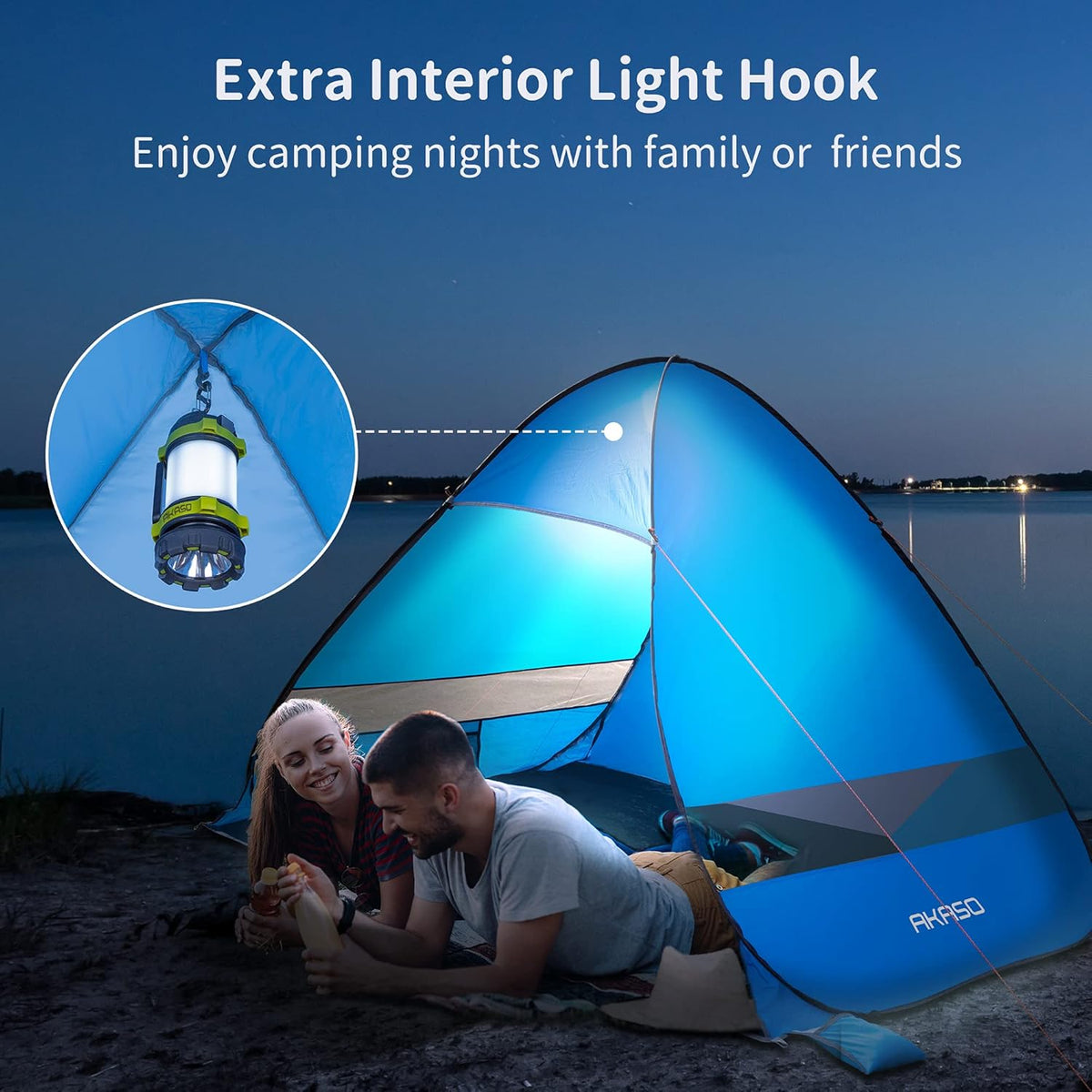 Beach Tent, Anti UV Pop Up Camping Tent with Carry Bag for 4 Person J473084