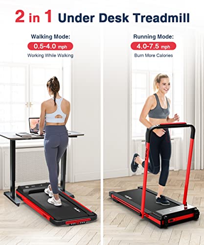 Under Desk Treadmill, 2 in 1 Motorized Portable Foldable Walking Pad with Remote Control M128685
