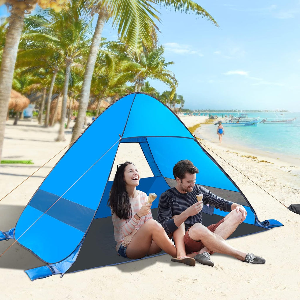 Beach Tent, Anti UV Pop Up Camping Tent with Carry Bag for 4 Person J473084