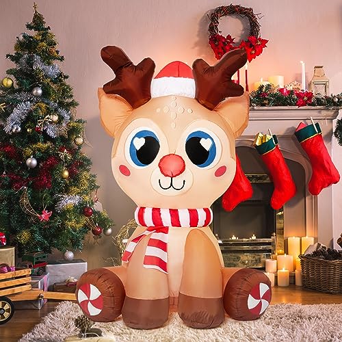 7ft Outdoor Inflatable Snowman Yard Decorations with Led Lights L246427