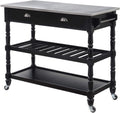 White 3-Tier Stainless Steel Kitchen Cart with Drawers I37133