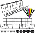Under Desk Cable Management Tray, Black Cord Basket Set of 2 U7684