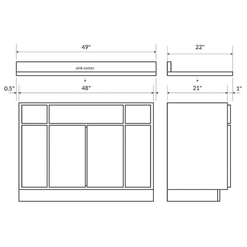 Blue 49W 22D Single Vanity Top with Backsplash R83645