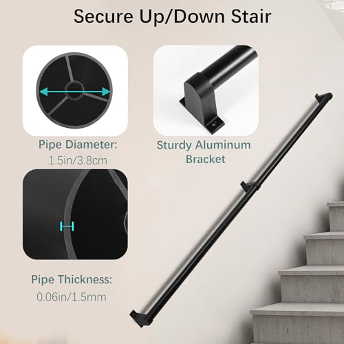 6ft Metal Stair Railing Handrail Kit H117