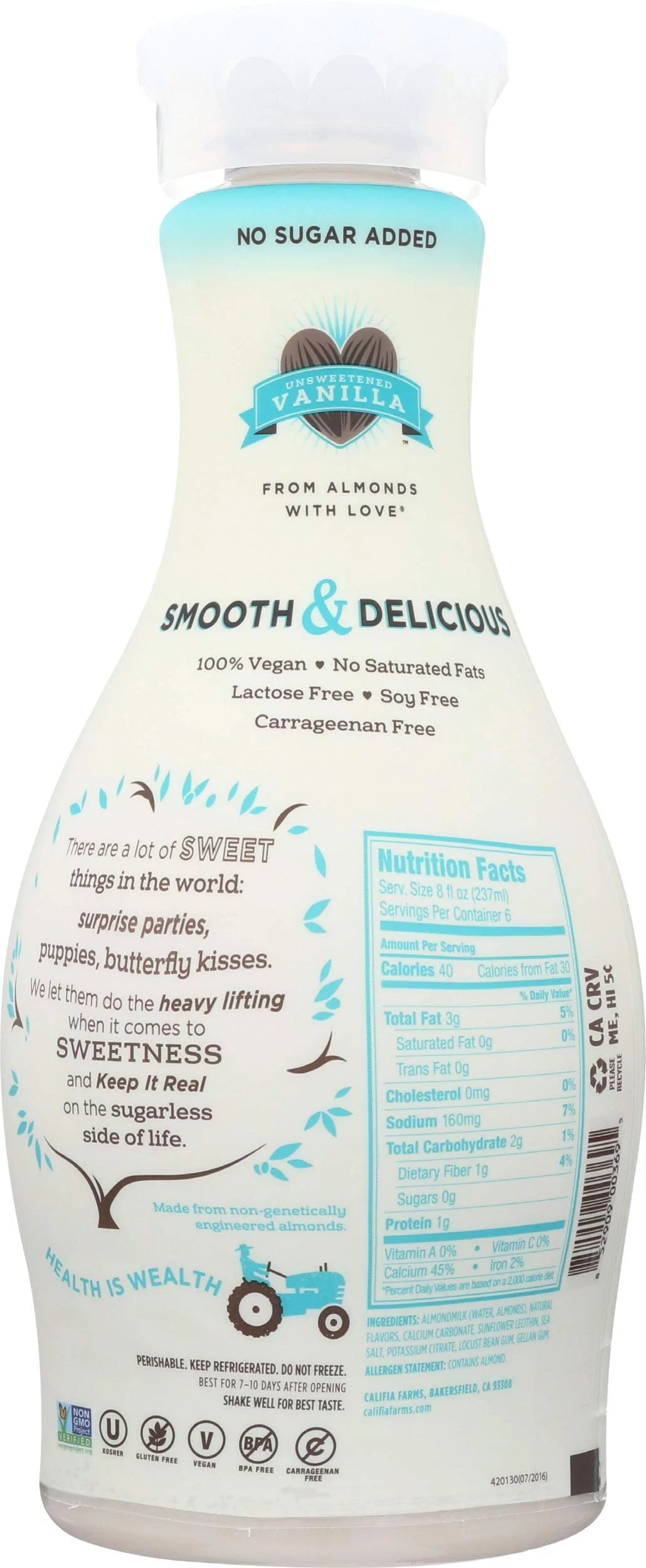 Unsweetened Vanilla Almond Milk, 48 Fluid Ounce -- 6 per case F2540
