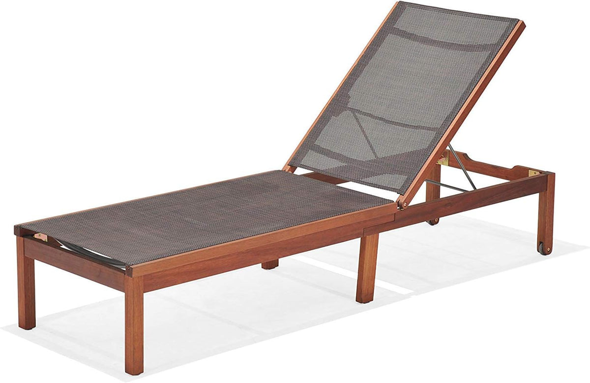 Black Eucalyptus Wood Patio Sling Lounger H698634