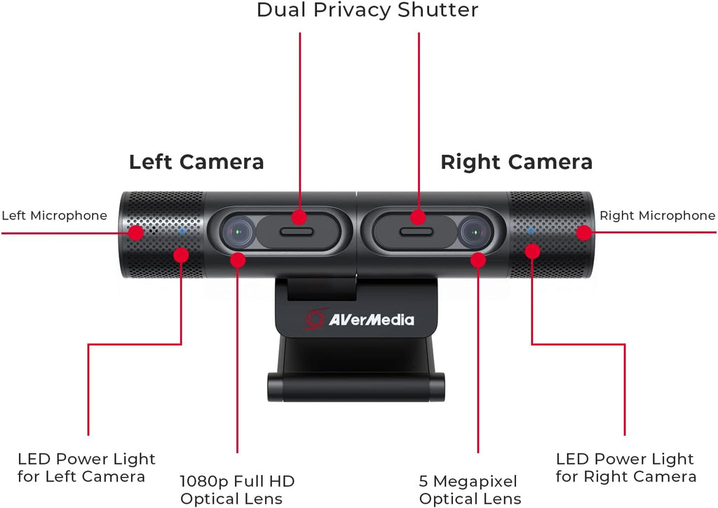 DualCam Two Autofocus Cameras 2K30fps 1080p30fps 270° Flexible Rotation C3373