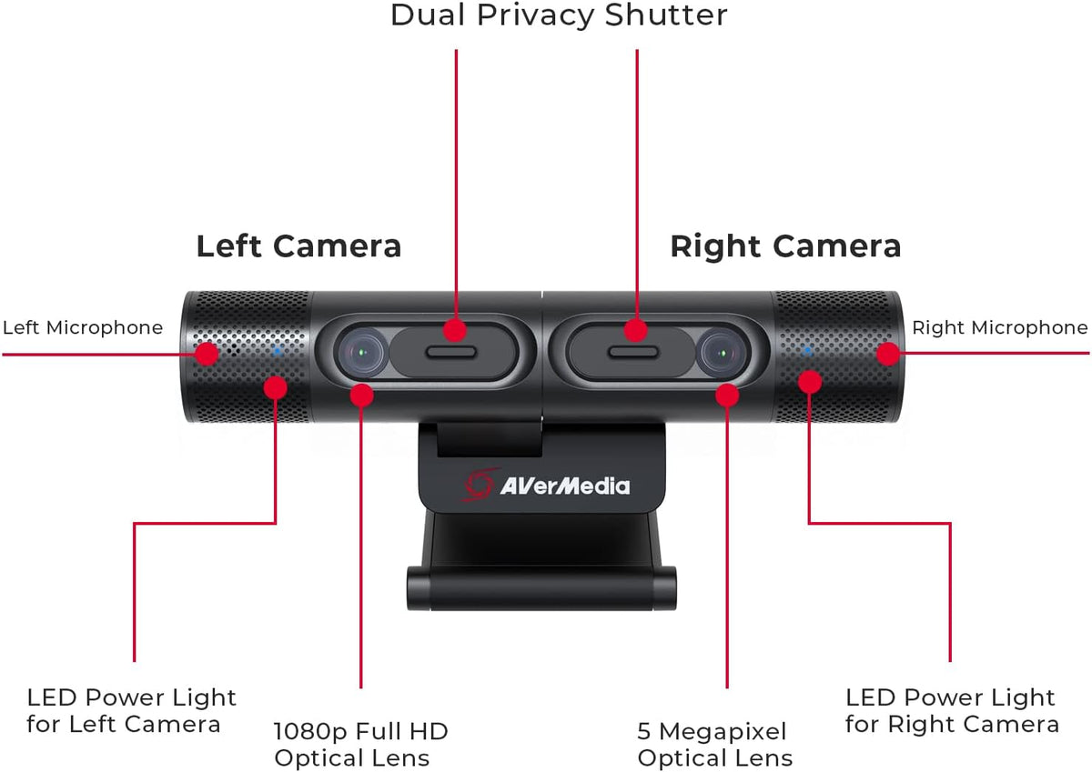 DualCam Two Autofocus Cameras 2K30fps 1080p30fps 270° Flexible Rotation C3373