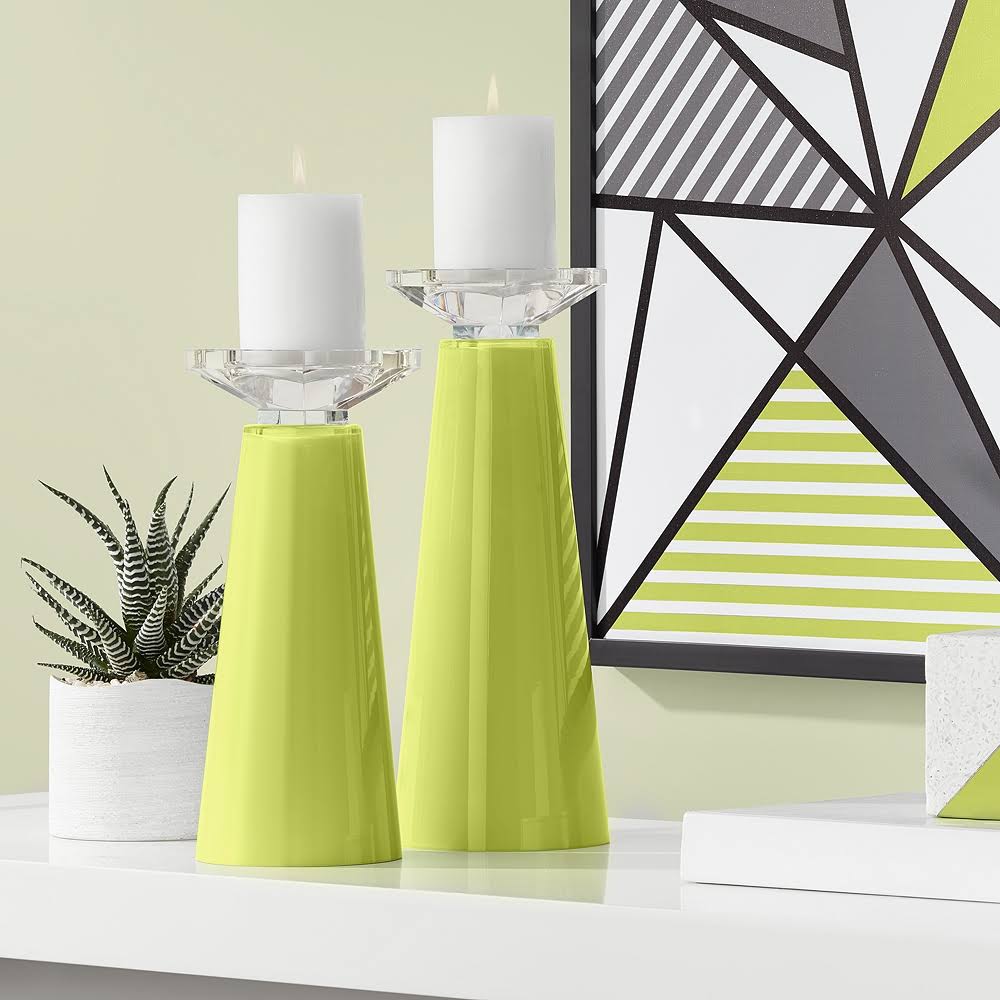 Glass Pillar Candle Holder Set of 2 A16003