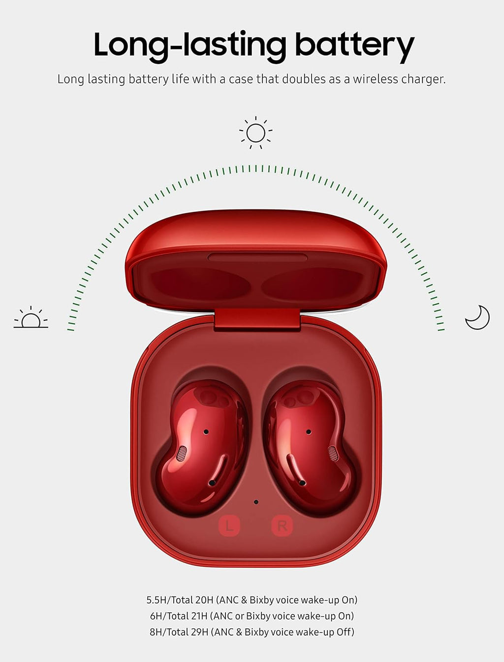 Mystic Red True Wireless Earbuds with Active Noise Cancelling and Charging Case Y310
