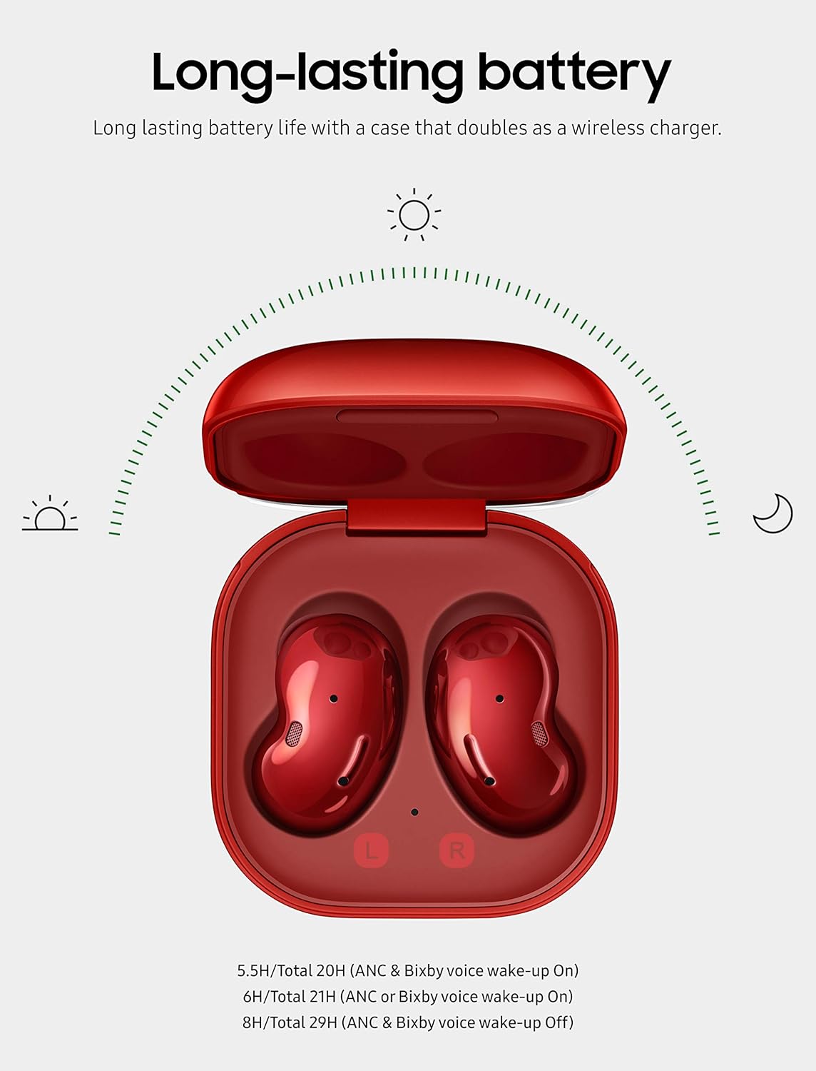 Mystic Red True Wireless Earbuds with Active Noise Cancelling and Charging Case Y310
