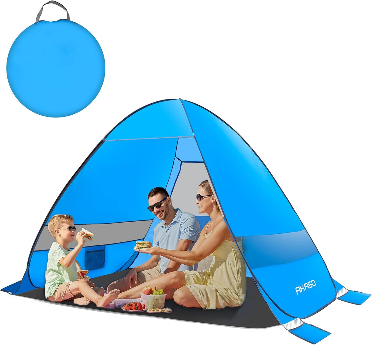 Beach Tent, Anti UV Pop Up Camping Tent with Carry Bag for 4 Person J473084