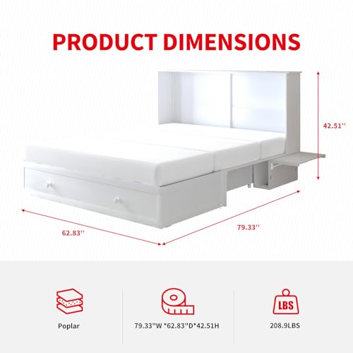 Queen Murphy Bed Cabinet with Mattress Included, Storage, USB Charging Station X522