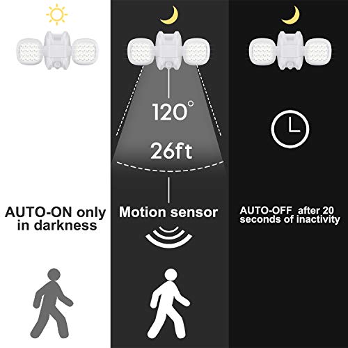 Motion Sensor Light Outdoor Battery Operated IP65 Waterproof Wireless Security Flood Light 6000K White W3235