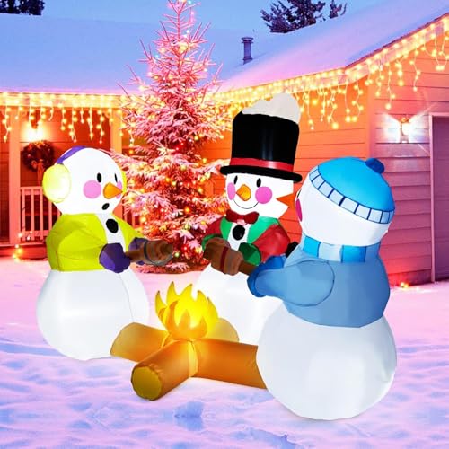 7ft Outdoor Inflatable Snowman Yard Decorations with Led Lights L246427