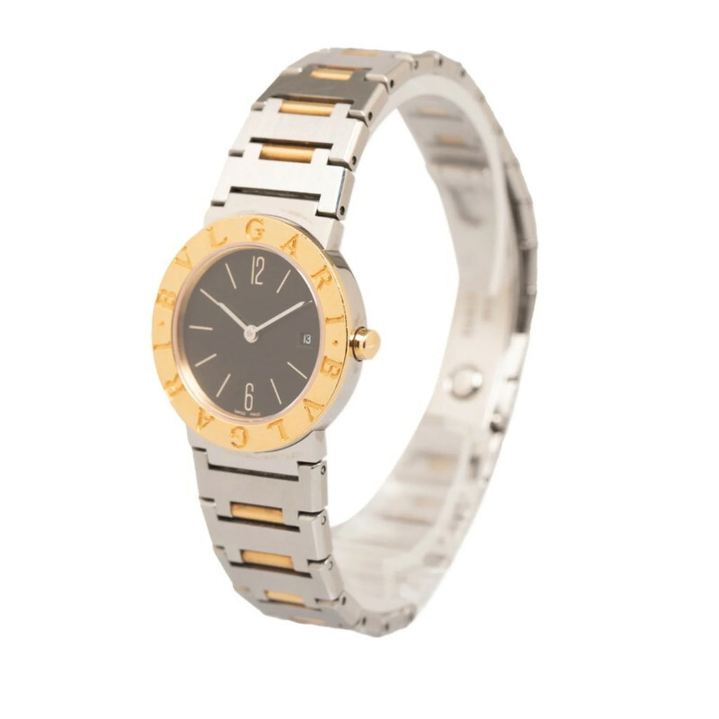 Pre-Owned Black Dial Stainless Steel Yellow Gold Ladies Watch D570