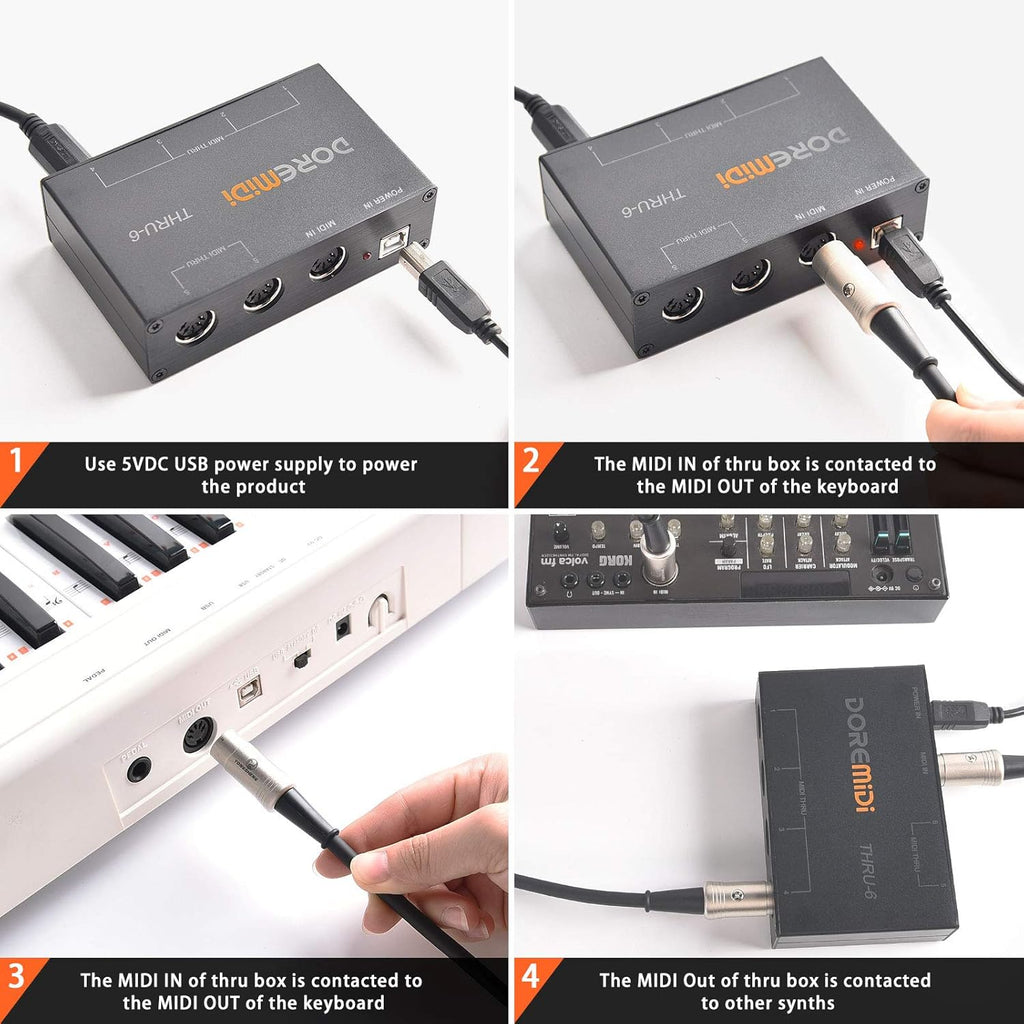 USB MIDI Interface 1-in 6-out MIDI Thru Box L55790