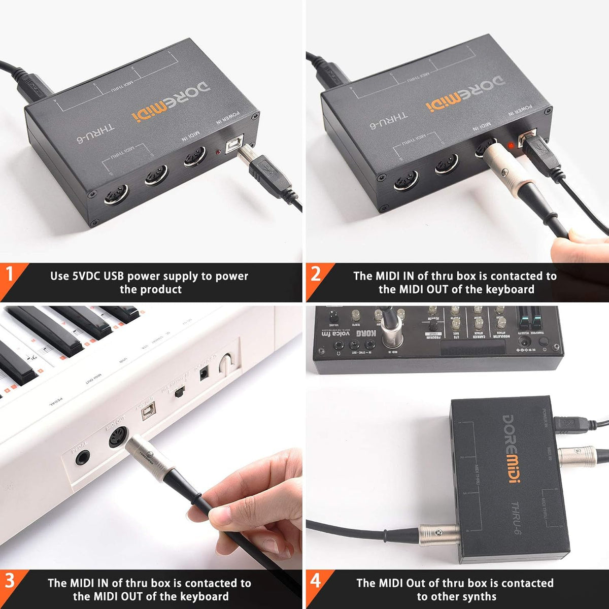 USB MIDI Interface 1-in 6-out MIDI Thru Box L55790