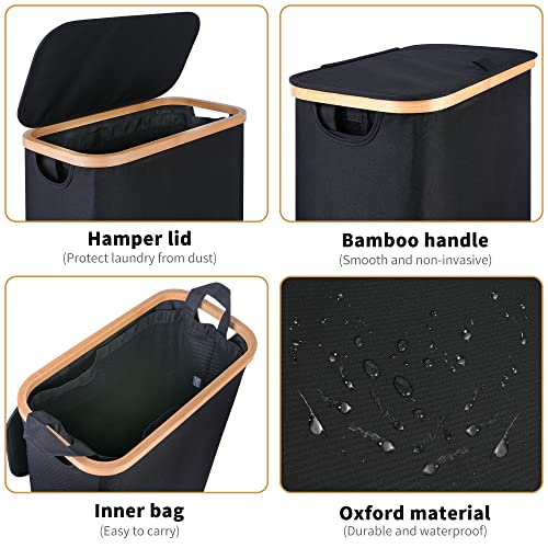 Black 75L Collapsible Laundry Hamper with Lid J39510