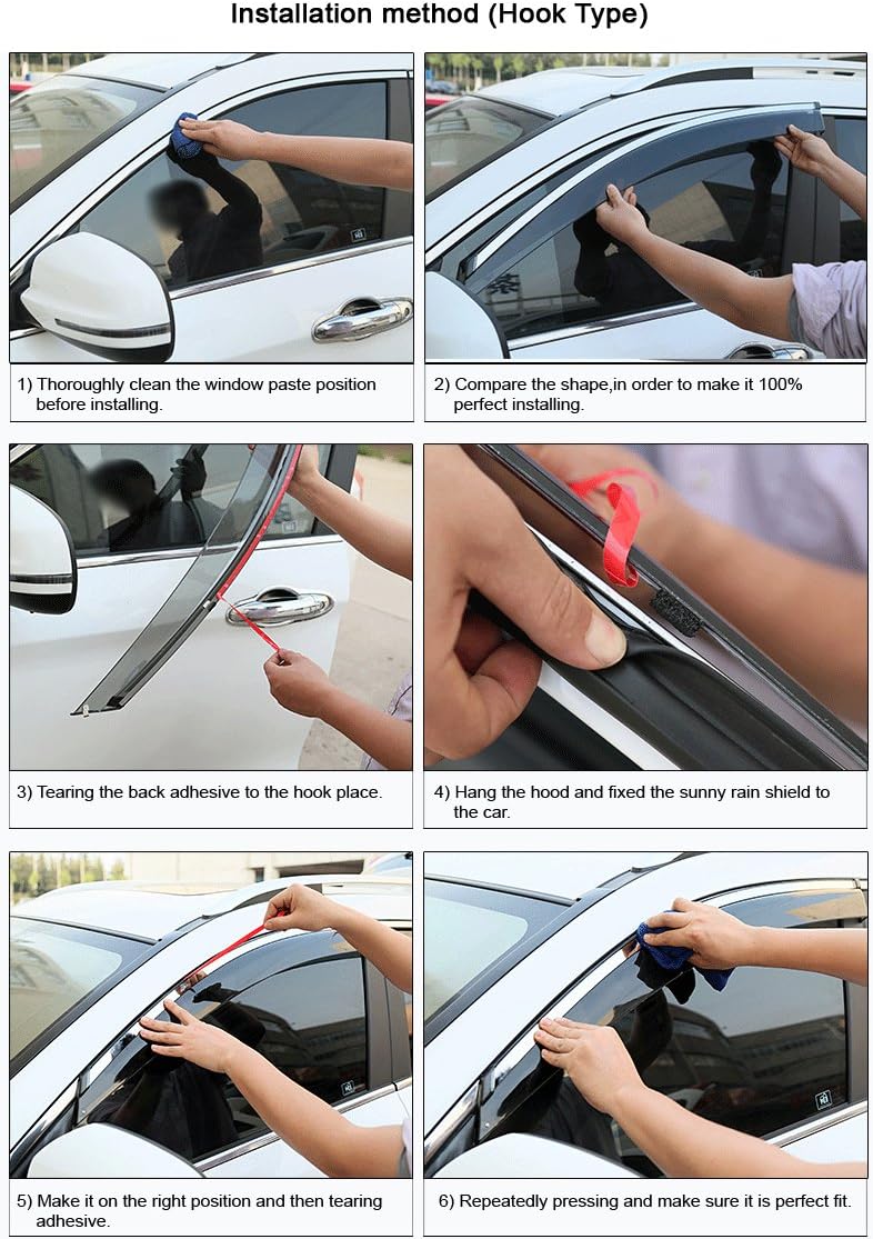 Car Window Visor Vent Shade Deflector Sun Rain Guards Pack of 2 F705