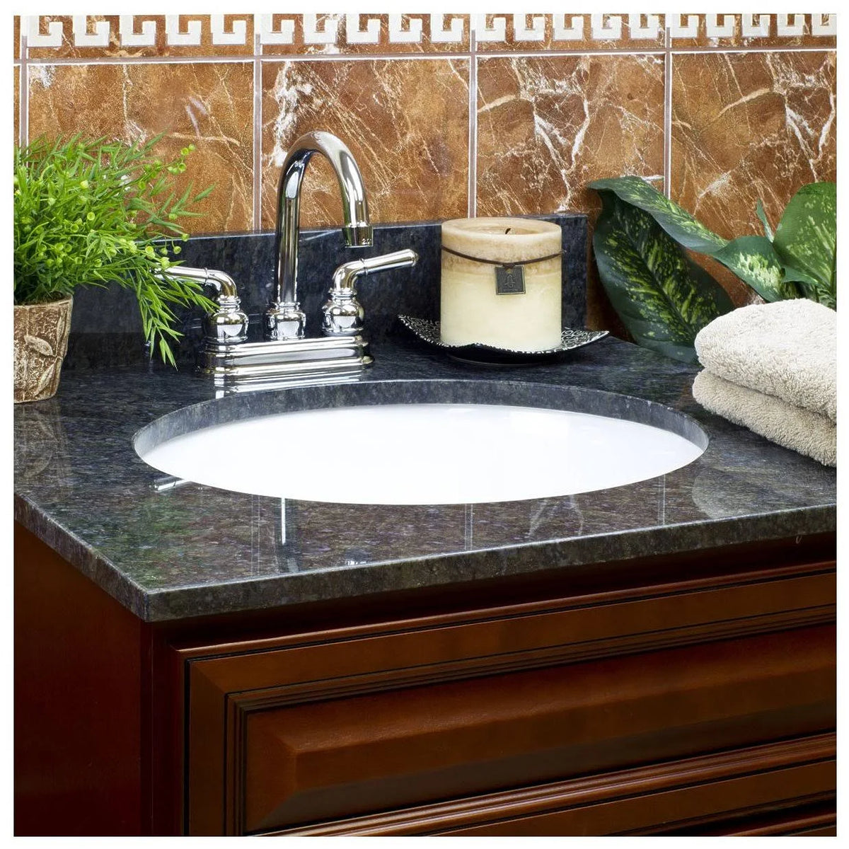 Blue 49W 22D Single Vanity Top with Backsplash R83645