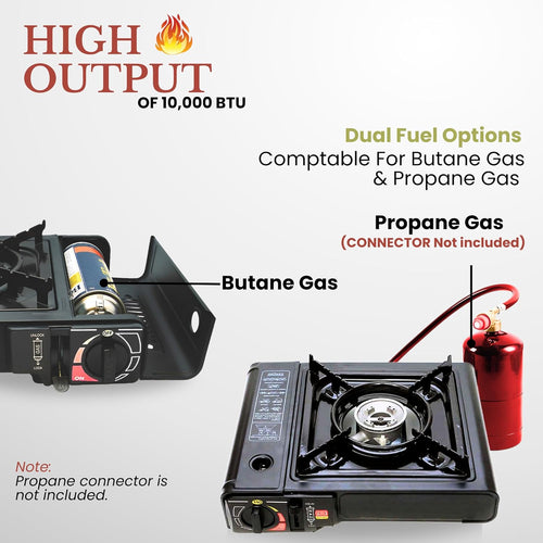 10,000 BTU Portable Dual Fuel Butane Propane Stove X6633