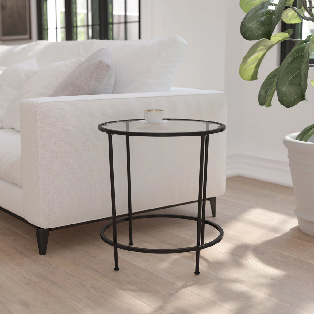 Clear Matte Black End Table B6746