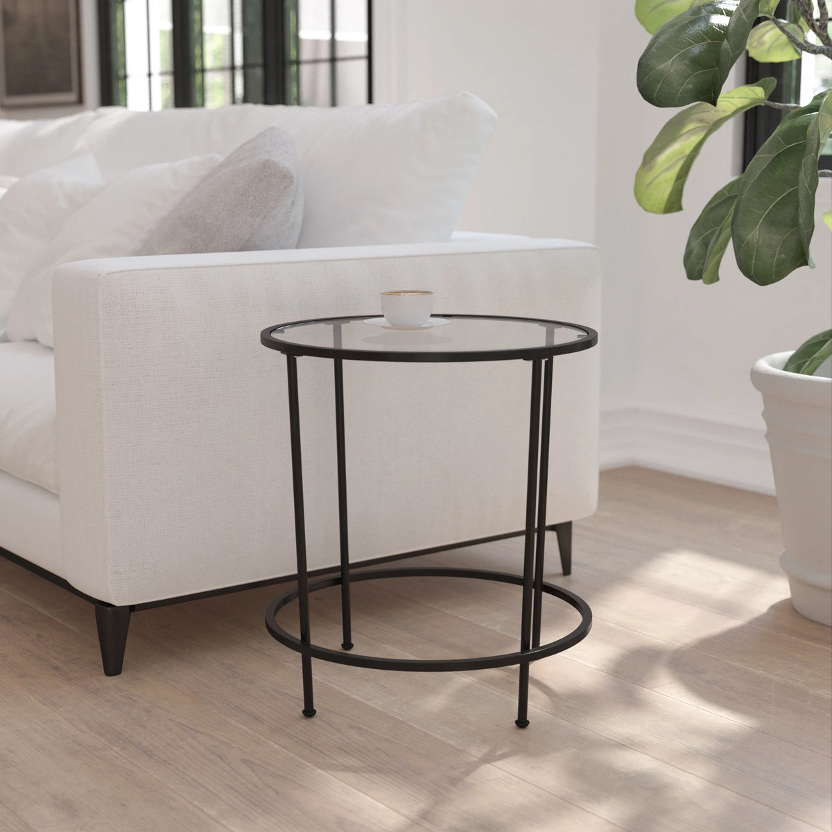 Clear Matte Black End Table B6746