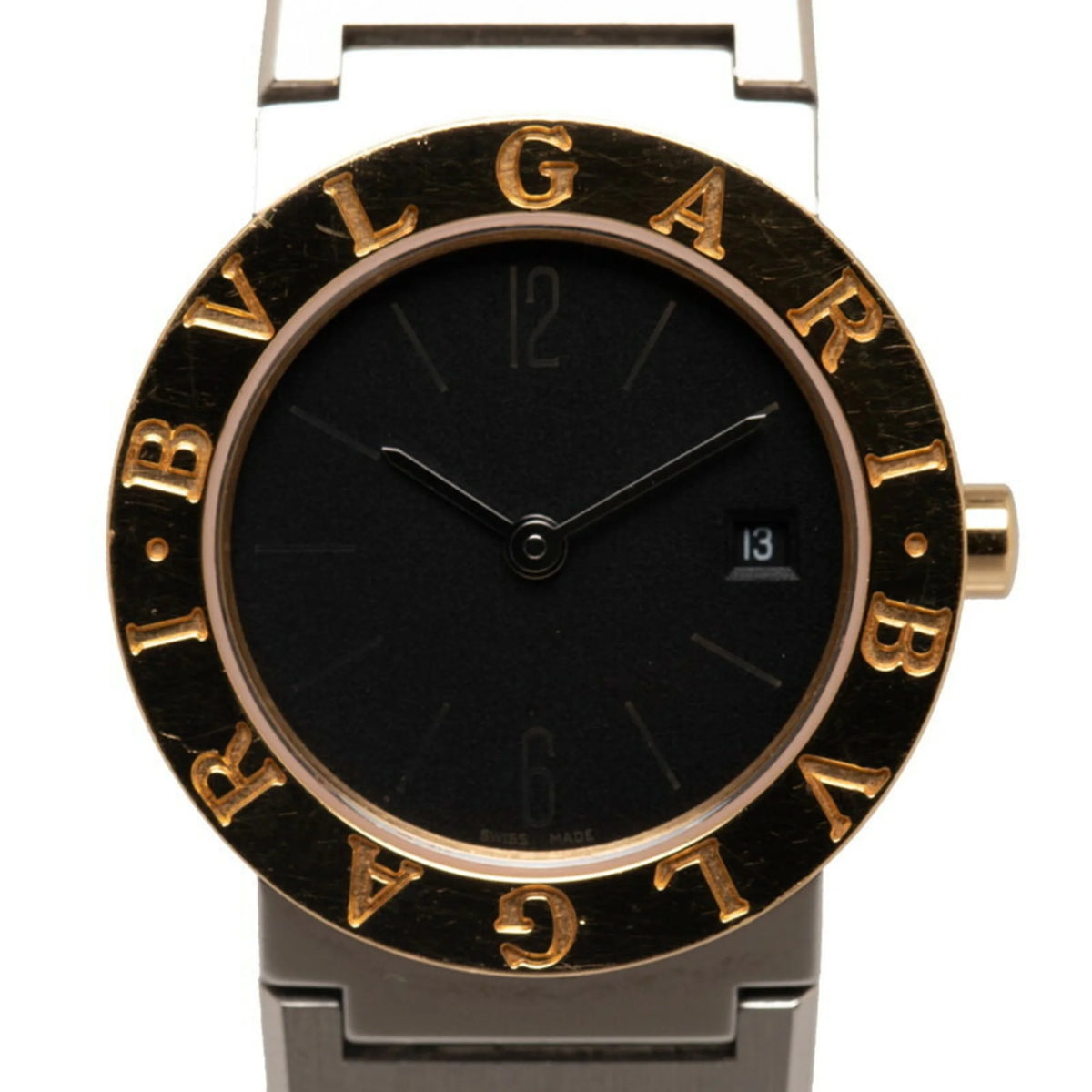Pre-Owned Black Dial Stainless Steel Yellow Gold Ladies Watch D570