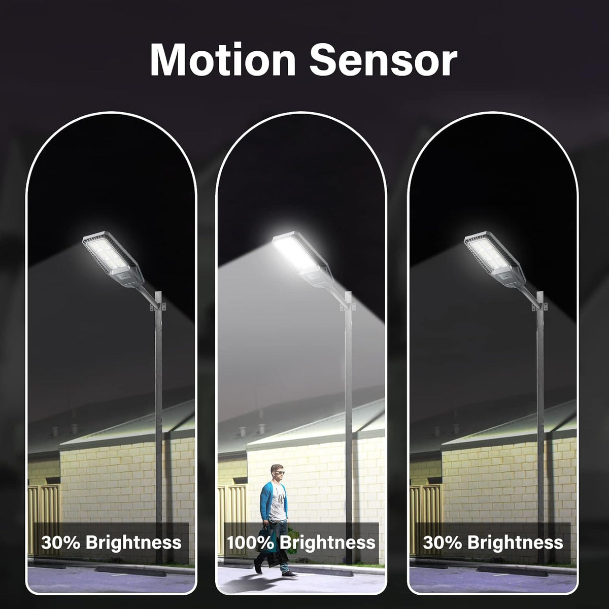 300W 2Packs LED Solar Street Lights IP66 Waterproof 30000LM 6500K Dusk to Dawn with Motion Sensor and Remote Control X86051