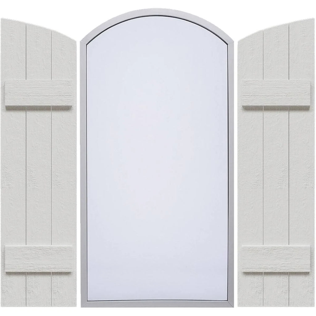 Rustic Faux Wood Shutters with Elliptical Arch Top T3919