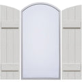 Rustic Faux Wood Shutters with Elliptical Arch Top T3919