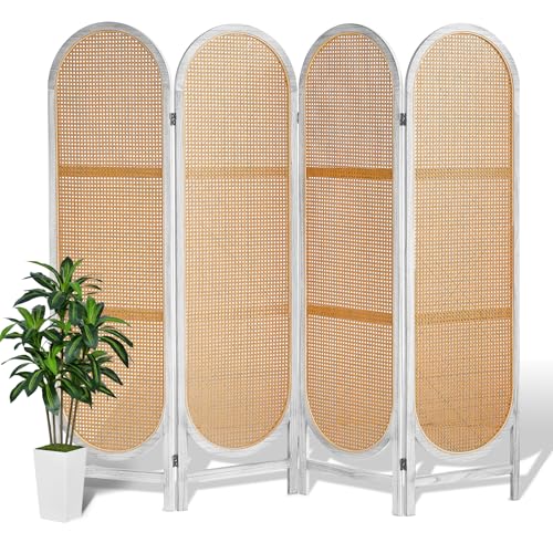 Black Natural 4 Panels Foldable Wooden Room Divider G673040