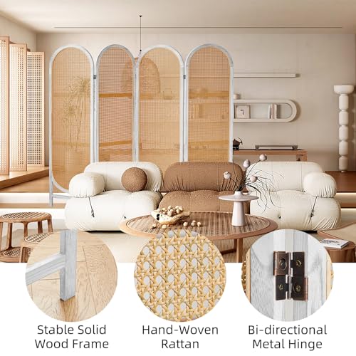 Black Natural 4 Panels Foldable Wooden Room Divider G673040