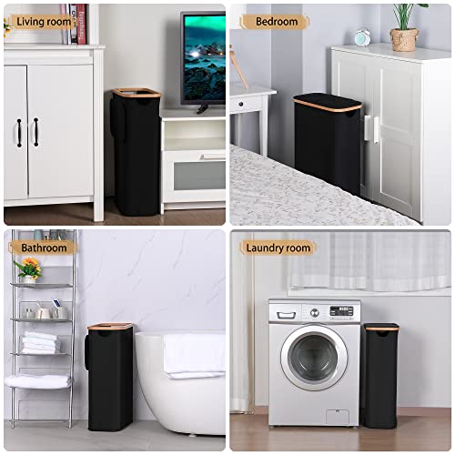 Black 75L Collapsible Laundry Hamper with Lid J39510