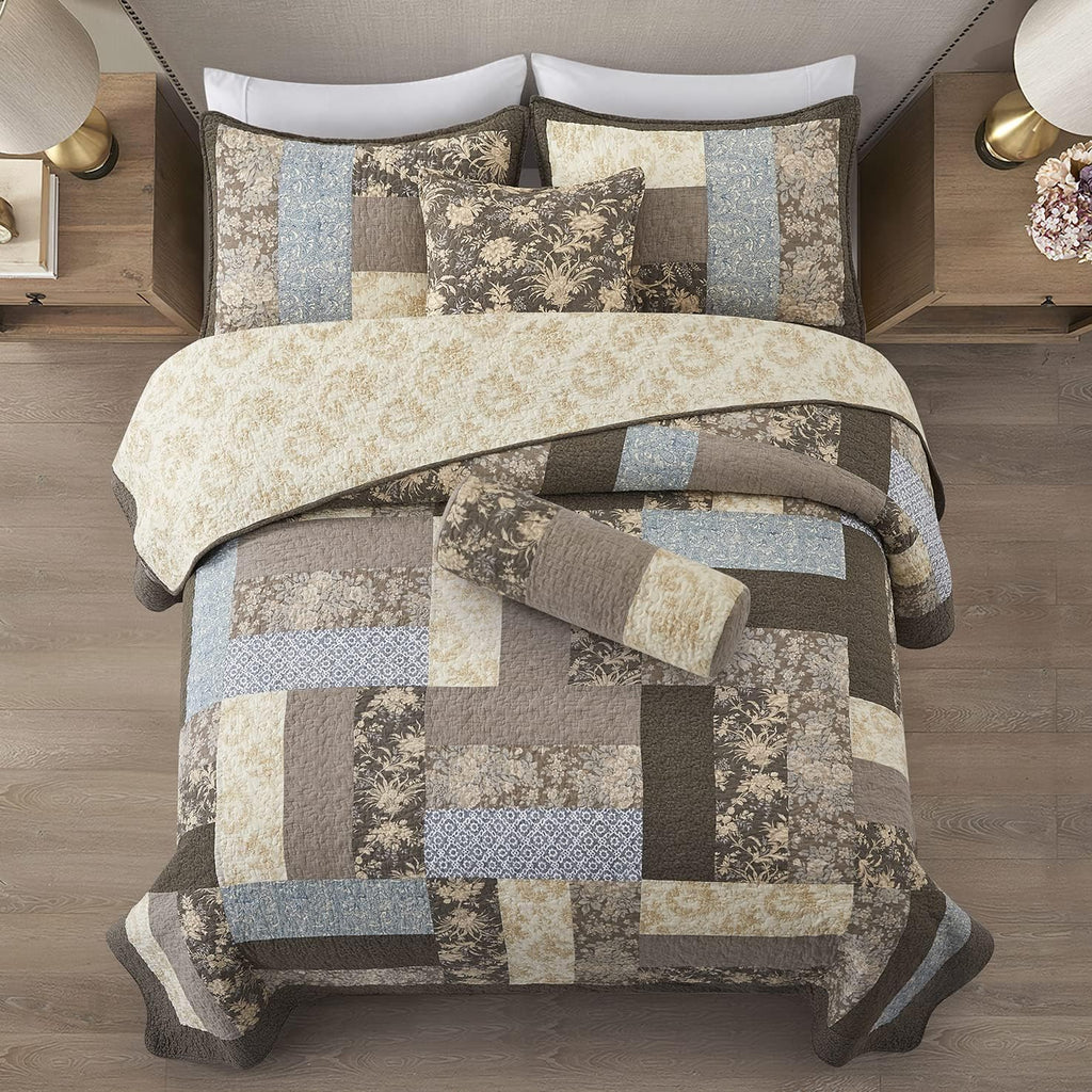 3-Piece 100% Cotton Bohemian Bedding Set, 1 Quilt and 2 Shams (California King) G576