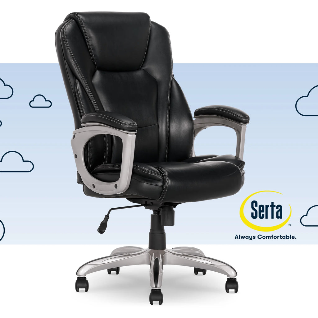 Black Bonded Leather Office Chair with Memory Foam W717