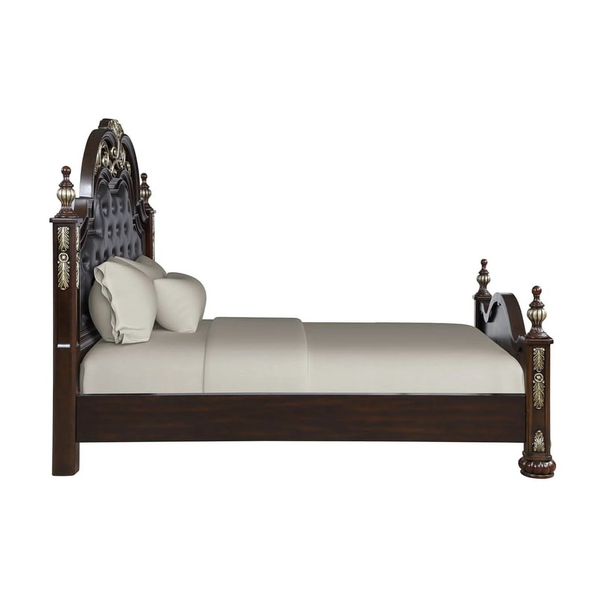Brown Solid Wood Queen Bed Q128