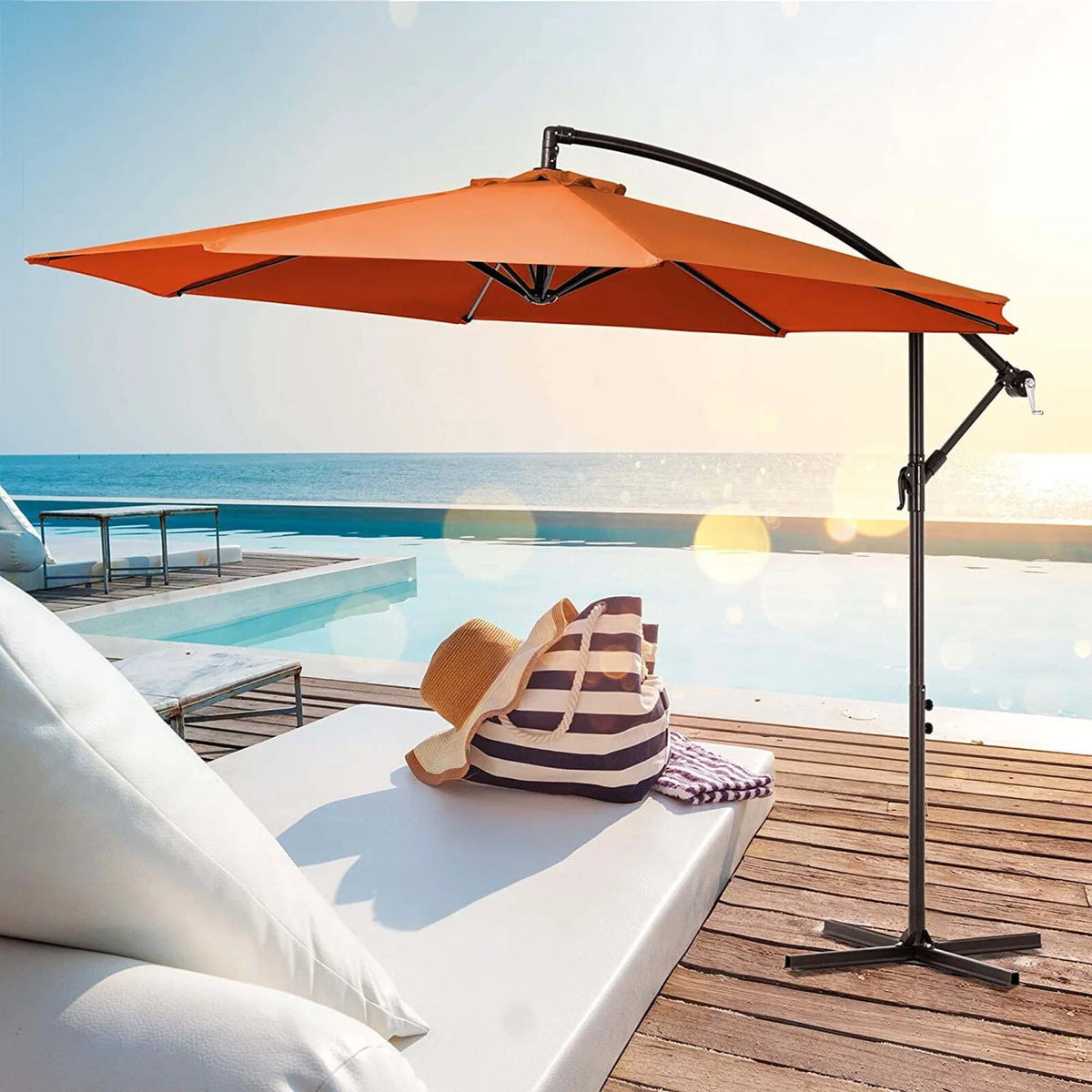 10ft Offset Hanging Cantilever Patio Umbrella Navy Blue P2382