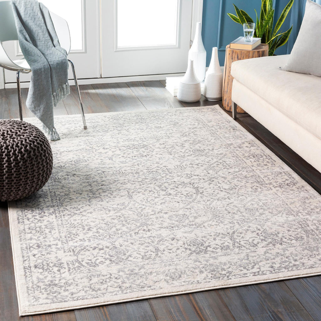 7x9 Gray Ivory Traditional Area Rug F760