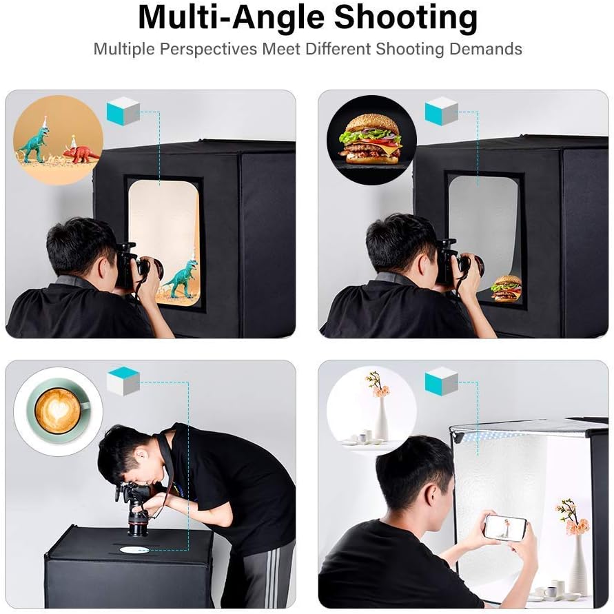 Photo Studio Light Box 24 x 24 Inch Photography Shooting Tent Kit with LED Lights, Carry Bag and 3 Color Backdrops N875077
