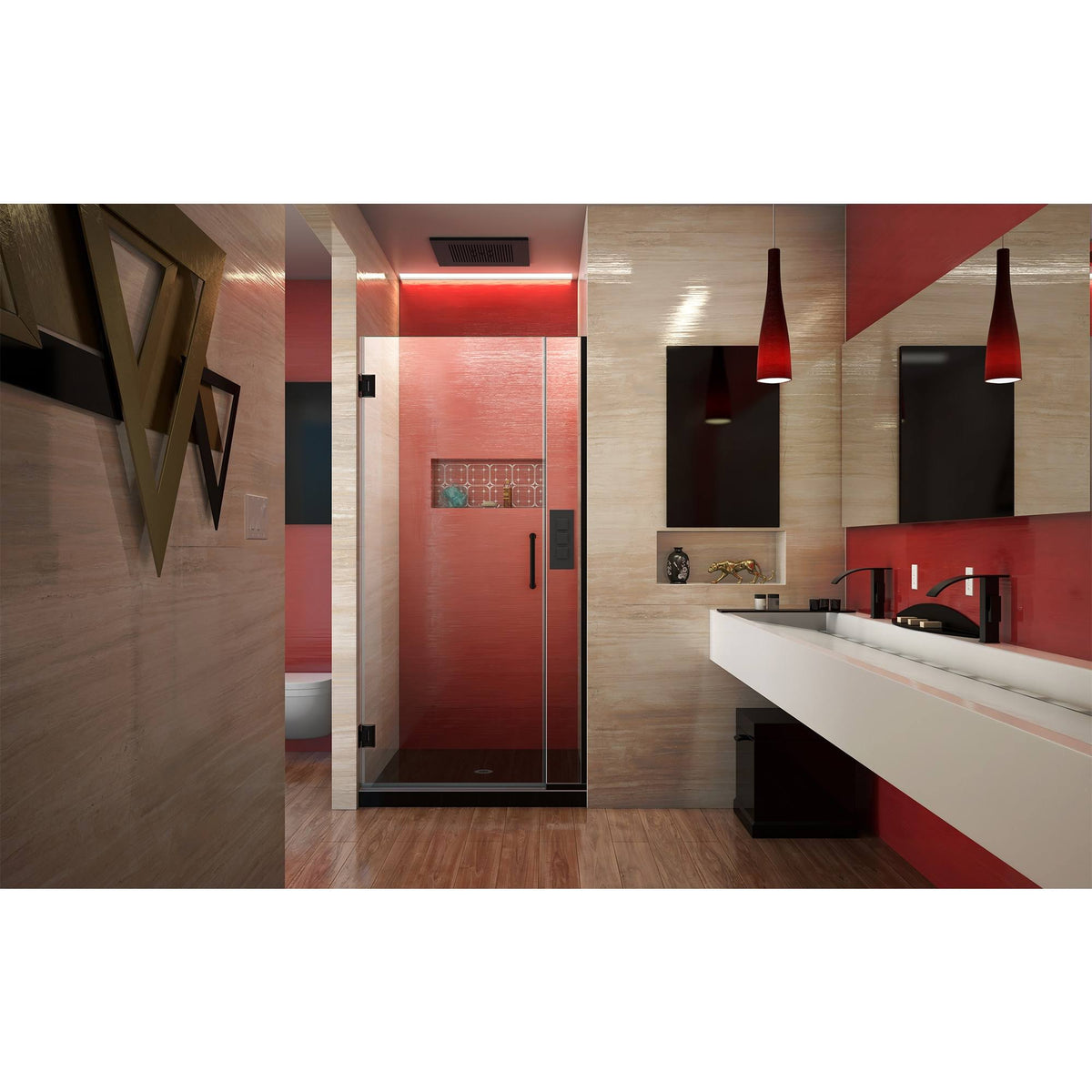 Satin Black Frameless Hinged Shower Door N521687