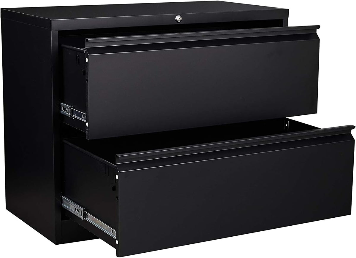 White 2 Drawer Metal Lateral File Cabinet with Lock Y805530
