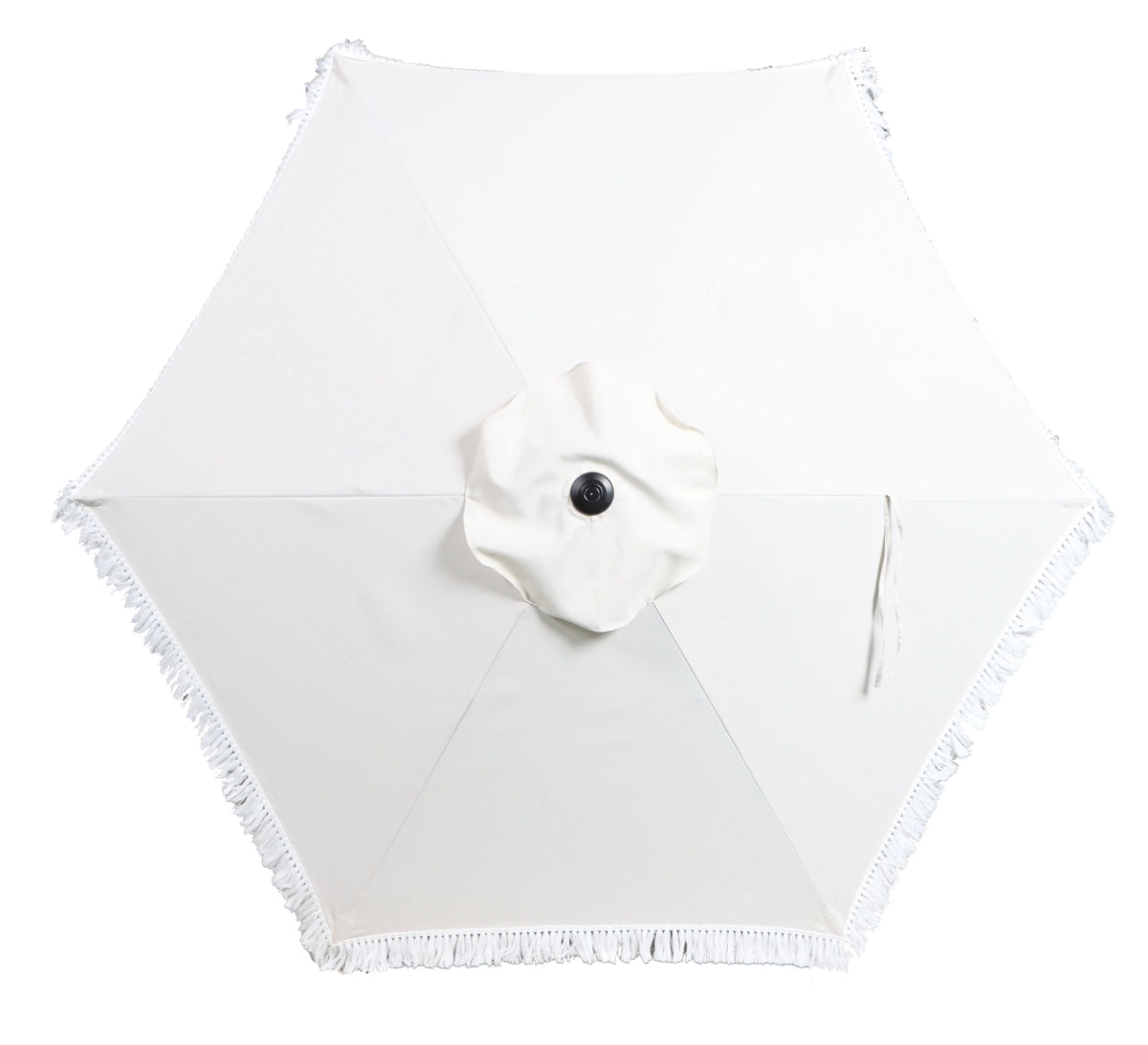 White 7.5' Round Patio Umbrella with Steel Pole K7153