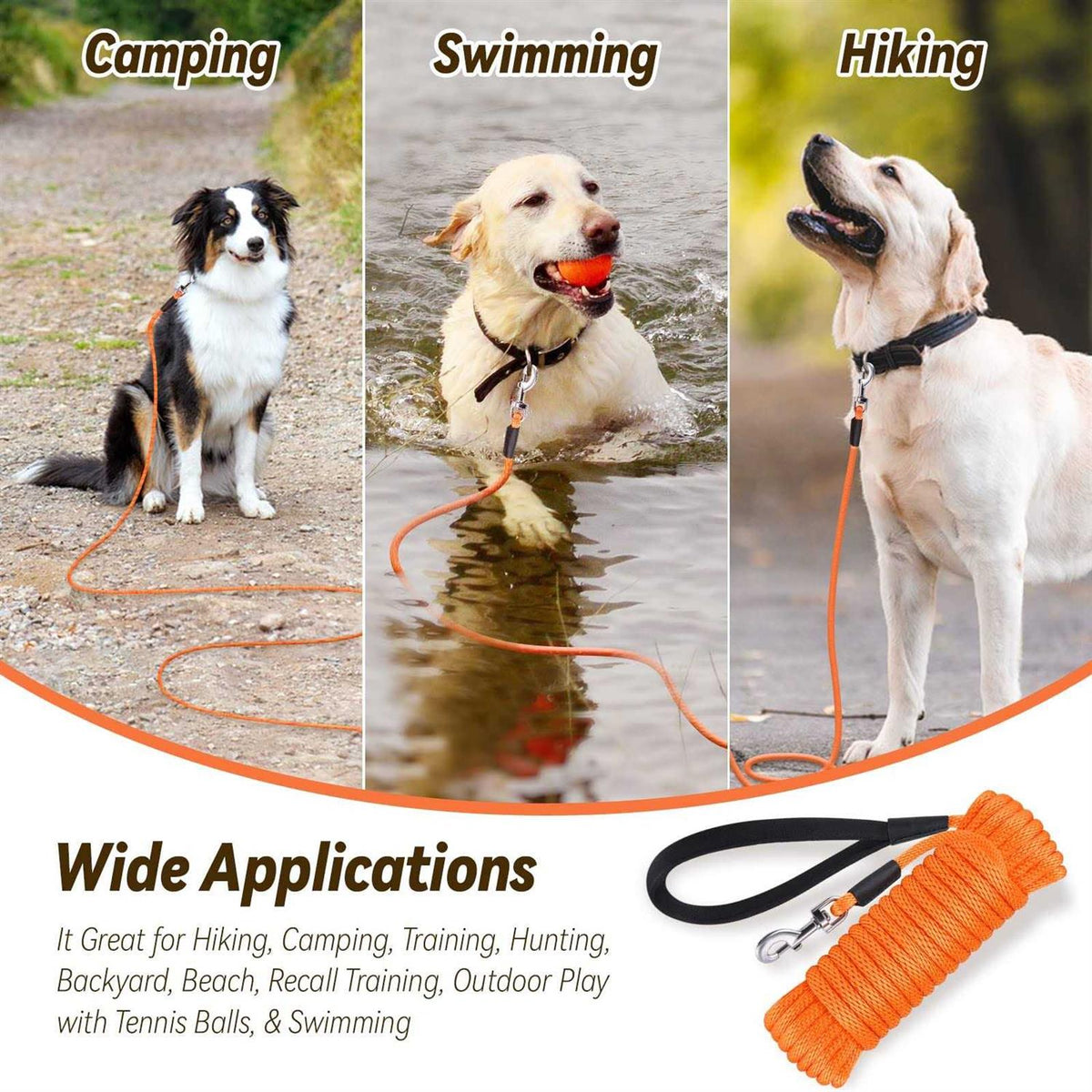 Long Lead Dog Leash 10ft 15ft 30ft 50ft Q603531