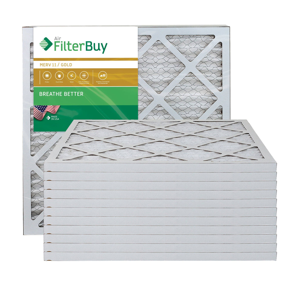 20x20x1 MERV 11 Pleated AC Furnace Air Filter, Pack of 12 M367