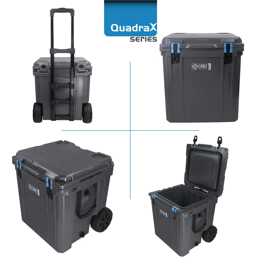 46QT Wheeled Rotomolded Portable Hard Cooler, Abyss Blue F598