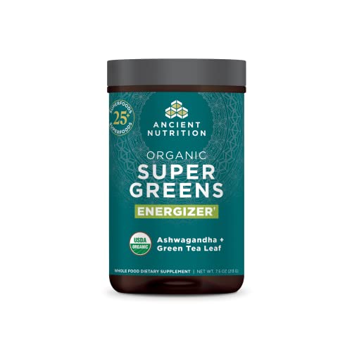 Organic Supergreens Energizer Powder with Caffeine 25 Servings 7.5oz X7657