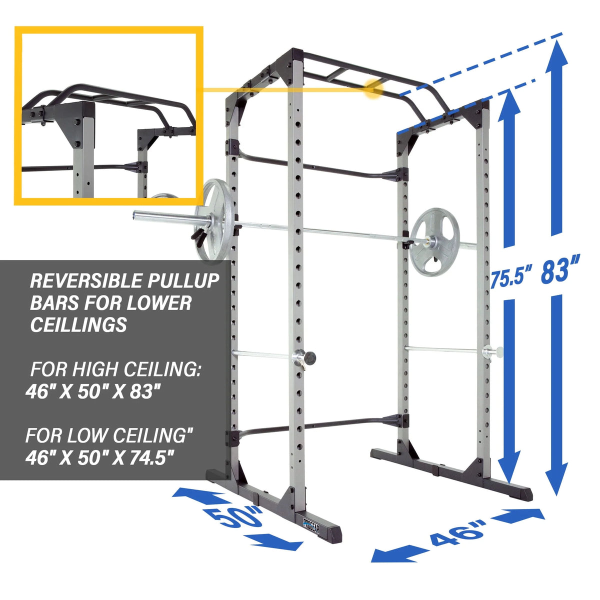 Squat Rack Power Cage with J-Hooks, 800lb Weight Capacity L883318